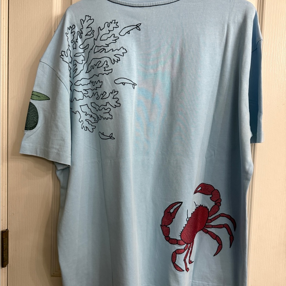 Free People Denim & Bone embroidered oversized tee NWT 🍋 🐟 🦪 - Picture 4 of 4